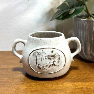 Onion River Pottery Sugar Bowl Made in Vermont USA Two Handles Maple Sugar House